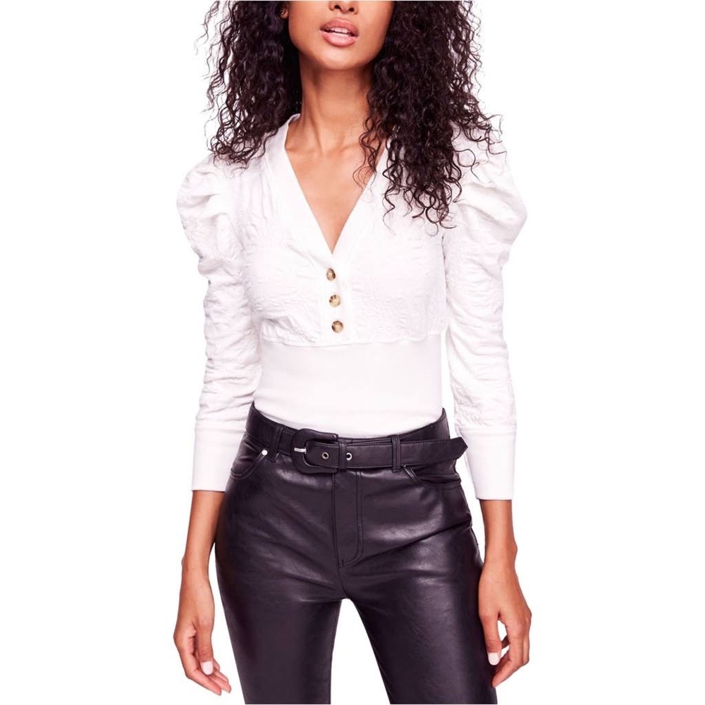 Free People Gemma Henley Cropped Sweater NWOT